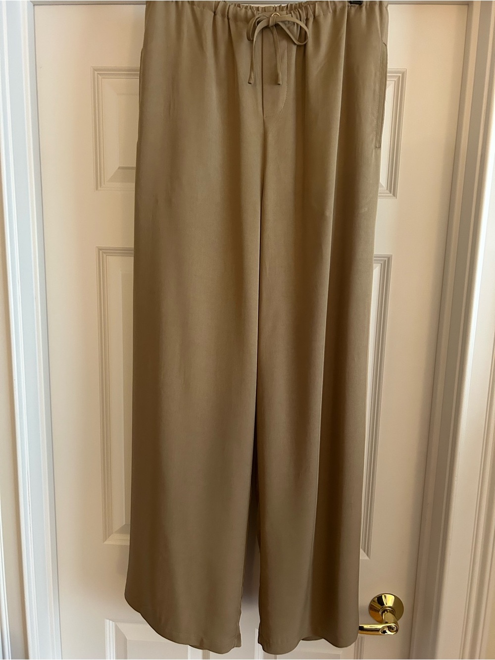 Christian Lacroix Khaki Tan Wide Leg Drawstring Pants Size medium NWT